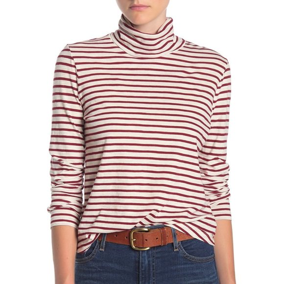 Madewell Sweaters - Madewell Whisper Cotton Stripe Turtleneck Top